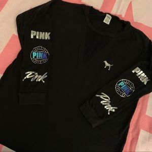 PINK Long Sleeve Campus Tee With Mesh